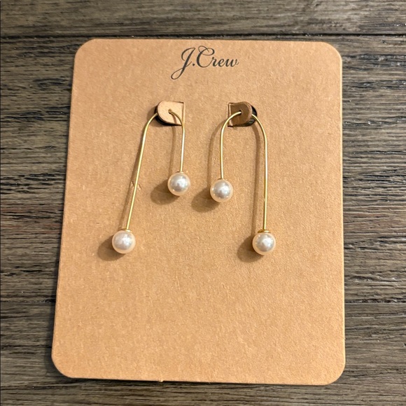 NEW Lot of 2x [J. Crew] Seashell Drop & Pearl Thread-Through Earrings, Gold - Picture 7 of 8